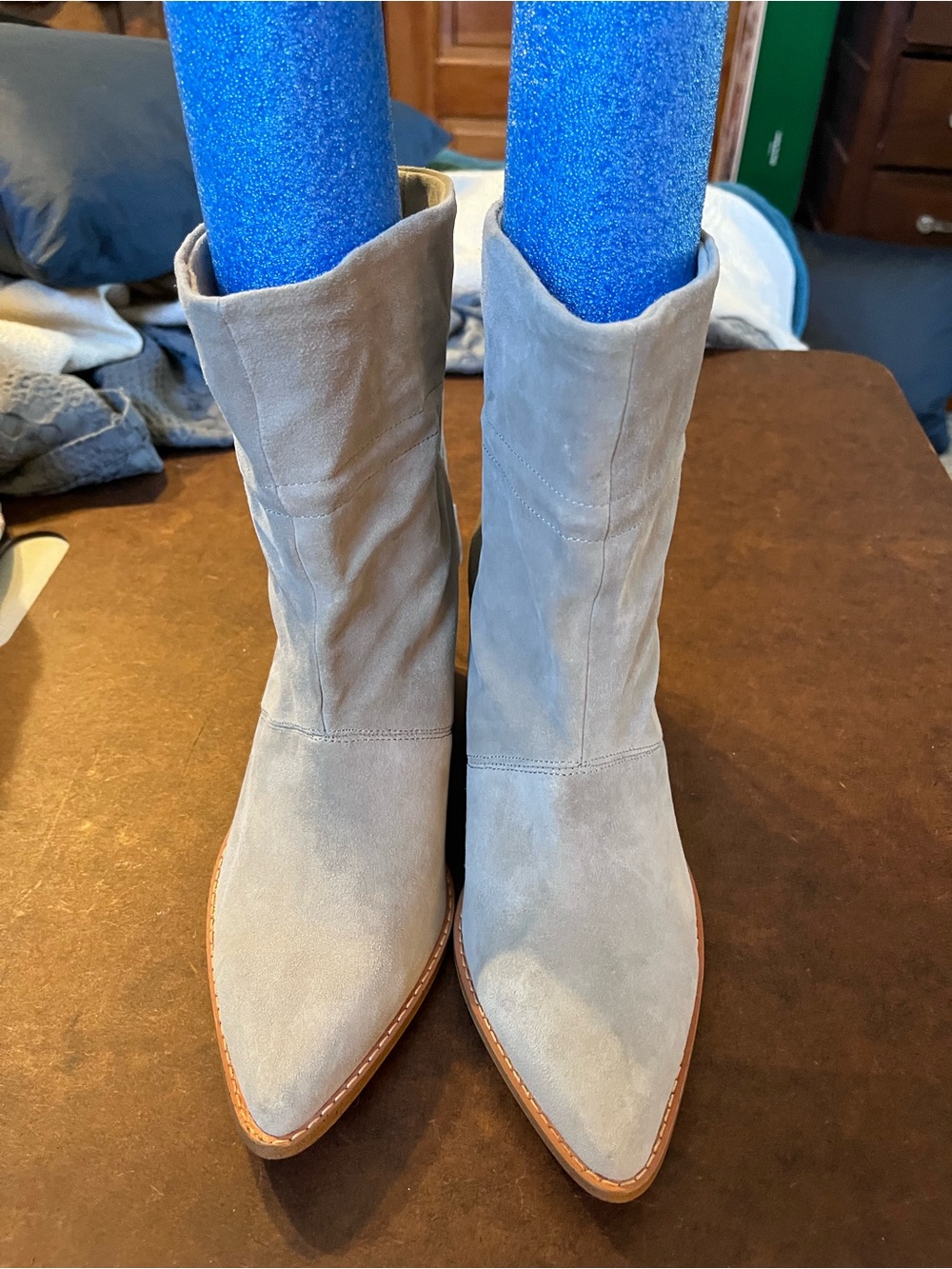 Sole SocietyPointed-Toe Suede Slouch Mid-Calf Boots - Light Gray WM 8